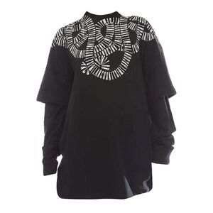 Marcelo Burlon Womens/Ladies Snake Wings Double Sleeve T-Shirt / Black/White